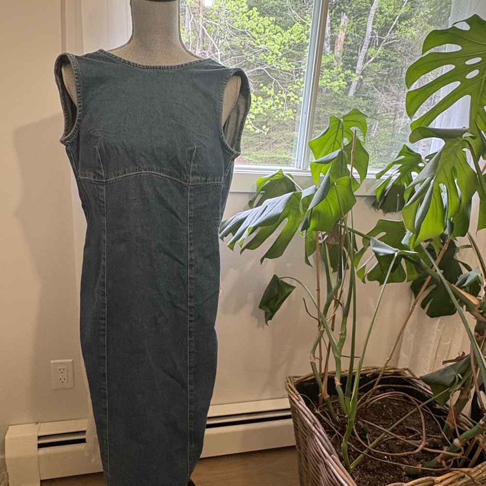 Zara Denim Midi Dress in Washed Blue